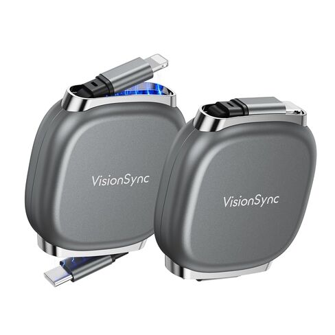 كابل لايتنينج قابل للسحب (3.3 قدم)، كابل شحن سريع من USB C إلى Lightning مع فتحة مغناطيسية للسفر والسيارة والاستخدام اليومي، 5 أطوال محددة مسبقًا لهاتف iPhone 14/13/12/11/iPad، رمادي داكن in Kuwait