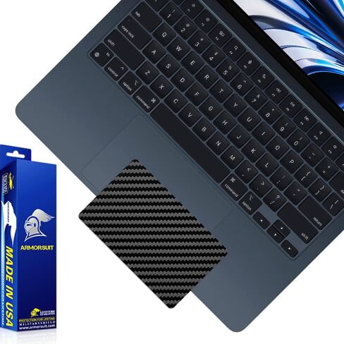غلاف من الفينيل من ArmorSuit MilitaryShield مصنوع من ألياف الكربون الأسود لجهاز Apple MacBook Air 13.6 بوصة [مع شريحة M2] (2022) - لوحة اللمس in Saudi Arabia