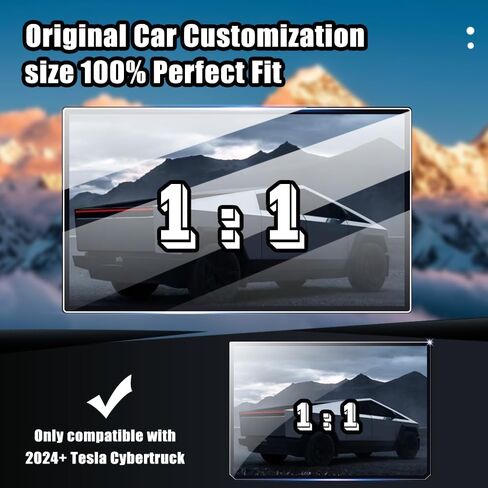 For Tesla Cybertruck Glossy Screen Protector - [More Clear& Smooth] 2024 2025 Cyber Truck EV Pickup Accessories - 9H+ Ultimate Tempered Glass for 18.5" Front & 9.4" Rear Screen-No More Scratch&Fingerprint in Saudi Arabia