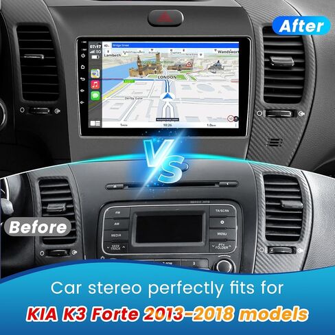 4G 64G ترقية راديو السيارة مناسب لكيا فورتي K3 2013-2018، أندرويد 13 شاشة تعمل باللمس بلوتوث ستيريو مع تشغيل لاسلكي، أندرويد أوتو، نظام تحديد المواقع العالمي (GPS)، SWC، كاميرا AHD، راديو FM in Kuwait