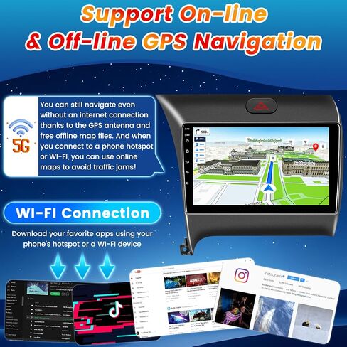 4G 64G ترقية راديو السيارة مناسب لكيا فورتي K3 2013-2018، أندرويد 13 شاشة تعمل باللمس بلوتوث ستيريو مع تشغيل لاسلكي، أندرويد أوتو، نظام تحديد المواقع العالمي (GPS)، SWC، كاميرا AHD، راديو FM in Kuwait