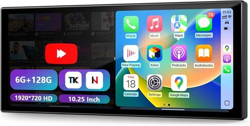 10.25″ CarPlay Screen for Car Dash Cam, Android Auto Screen with Apps, Dual HD Cam & Backup Camera, Portable 6GB+128GB Car Tablet with Wireless Apple CarPlay & Android Auto, Bluetooth for All vehicles in Saudi Arabia