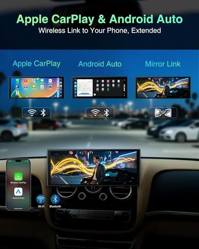 10.25″ CarPlay Screen for Car Dash Cam, Android Auto Screen with Apps, Dual HD Cam & Backup Camera, Portable 6GB+128GB Car Tablet with Wireless Apple CarPlay & Android Auto, Bluetooth for All vehicles in Saudi Arabia