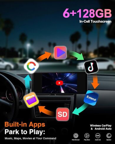 10.25″ CarPlay Screen for Car Dash Cam, Android Auto Screen with Apps, Dual HD Cam & Backup Camera, Portable 6GB+128GB Car Tablet with Wireless Apple CarPlay & Android Auto, Bluetooth for All vehicles in Saudi Arabia
