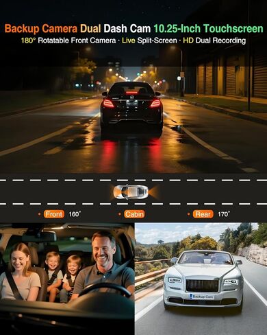 10.25″ CarPlay Screen for Car Dash Cam, Android Auto Screen with Apps, Dual HD Cam & Backup Camera, Portable 6GB+128GB Car Tablet with Wireless Apple CarPlay & Android Auto, Bluetooth for All vehicles in Saudi Arabia