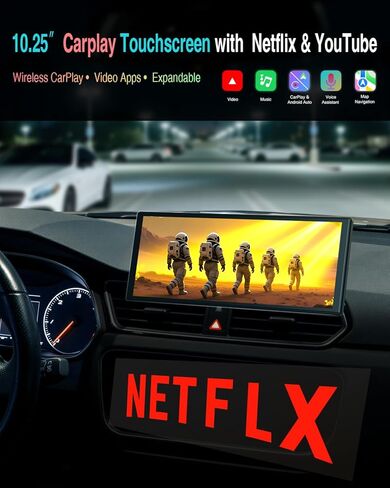 10.25″ CarPlay Screen for Car Dash Cam, Android Auto Screen with Apps, Dual HD Cam & Backup Camera, Portable 6GB+128GB Car Tablet with Wireless Apple CarPlay & Android Auto, Bluetooth for All vehicles in Saudi Arabia