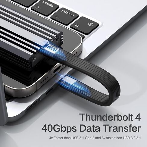 كابل سلسلة مفاتيح USB C، كابل سلسلة مفاتيح Thunderbolt 4 بقدرة 240 واط PD شحن سريع بسرعة 40 جيجابت في الثانية لنقل البيانات، كابل USB C متين 8K@60 هرتز لهواتف iPhone وiPad وSSD (1، أسود) in Saudi Arabia