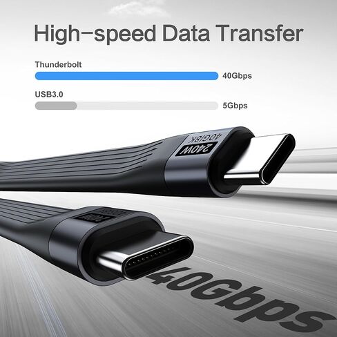 كابل سلسلة مفاتيح USB C، كابل سلسلة مفاتيح Thunderbolt 4 بقدرة 240 واط PD شحن سريع بسرعة 40 جيجابت في الثانية لنقل البيانات، كابل USB C متين 8K@60 هرتز لهواتف iPhone وiPad وSSD (1، أسود) in Saudi Arabia