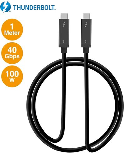 معتمد من SIIG Thunderbolt 3، كابل Thunderbolt 3 Active بسرعة 40 جيجابت في الثانية بطول 1 متر - شحن 100 واط/5 أمبير/20 فولت - سلسلة ديزي تصل إلى 6 أجهزة - USB من النوع C مع شعار Thunderbolt متوافق - 3.3 قدم in Saudi Arabia