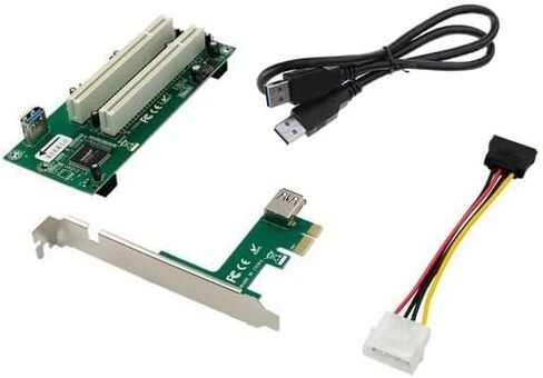 بطاقة توسيع PCIe x1 إلى بطاقة توسيع PCI مزدوجة 32 بت - USB 3.1، طاقة خارجية، كابل مسطح، متوافق مع بطاقات الضرائب/الصوت/الفيديو in Kuwait