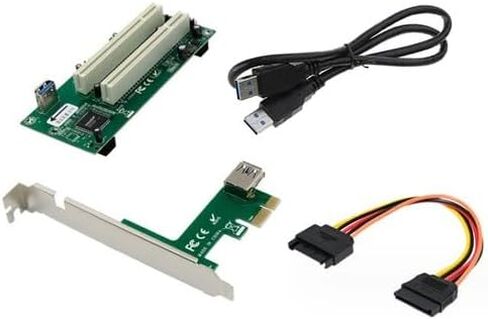 بطاقة توسيع PCIe x1 إلى بطاقة توسيع PCI مزدوجة 32 بت - USB 3.1، طاقة خارجية، كابل مسطح، متوافق مع بطاقات الضرائب/الصوت/الفيديو in Kuwait