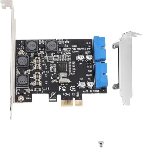 PCIE USB 3.0 Expansion Card Internal 2 Port 19Pin Header with 4 Power Modules 4 Solid Capacitors for Desktop PC Upgrade Gold Plated PCIE x1 Interface Low Profile Baffle in Saudi Arabia