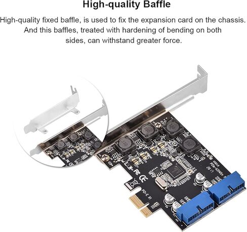 PCIE USB 3.0 Expansion Card Internal 2 Port 19Pin Header with 4 Power Modules 4 Solid Capacitors for Desktop PC Upgrade Gold Plated PCIE x1 Interface Low Profile Baffle in Saudi Arabia