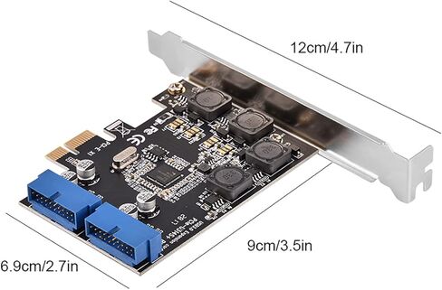 PCIE USB 3.0 Expansion Card Internal 2 Port 19Pin Header with 4 Power Modules 4 Solid Capacitors for Desktop PC Upgrade Gold Plated PCIE x1 Interface Low Profile Baffle in Saudi Arabia