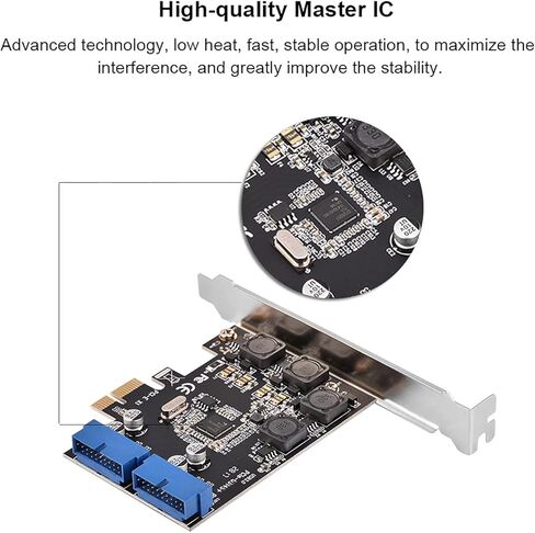 PCIE USB 3.0 Expansion Card Internal 2 Port 19Pin Header with 4 Power Modules 4 Solid Capacitors for Desktop PC Upgrade Gold Plated PCIE x1 Interface Low Profile Baffle in Saudi Arabia