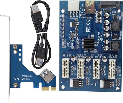 مجموعة توسيع بطاقة محول PCIe 1X إلى 4X USB 3.0 لأجهزة الكمبيوتر المكتبية وأنظمة Linux باللون الأزرق 12x8.3x1.5 سم in Saudi Arabia