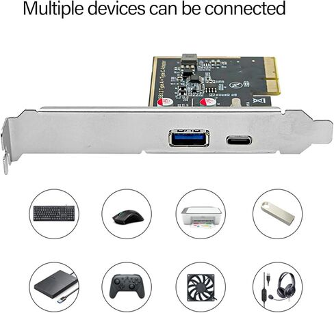 PCIe to USB3.0 TypeC 3.1 Card ASM1142 Chip Powering for Fast Data Transfer and Increased USB Port Desktop Computer USB Expansion in Saudi Arabia