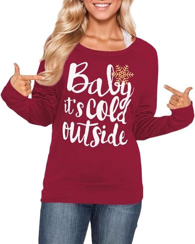 Christmas Women's Crewneck Shirt Funny Printed Vacation Ugly Vintage Sweatshirts The Wine is So Delightful XL in Saudi Arabia