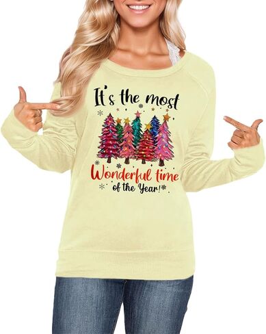 Christmas Women's Crewneck Shirt Funny Printed Vacation Ugly Vintage Sweatshirts The Wine is So Delightful XL in Saudi Arabia