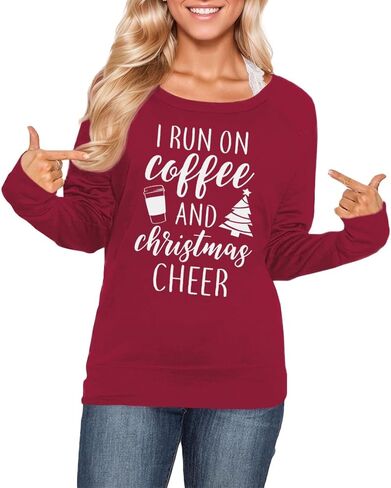 Christmas Women's Crewneck Shirt Funny Printed Vacation Ugly Vintage Sweatshirts The Wine is So Delightful XL in Saudi Arabia