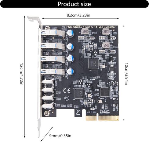 بطاقة محول توسيع PCIe إلى 4 USB 3.2 و4 منافذ من النوع C، نقل سريع بسرعة 20 جيجابت في الثانية لاتصال أجهزة الكمبيوتر المكتبية بالمزيد من الأجهزة، بطاقة توسيع PCIe in Saudi Arabia