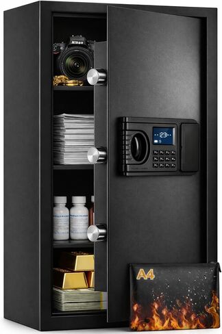 27.6 بوصة طويل القامة مقاوم للحريق آمن للمنزل، 6.5 قدم صندوق أمان منزلي مع حقيبة مقاومة للحريق، صندوق آمن ضد الحريق مع لوحة مفاتيح رقمية، إنذار ذكي، رف قابل للإزالة، خزائن المستندات للأشياء الثمينة in Kuwait