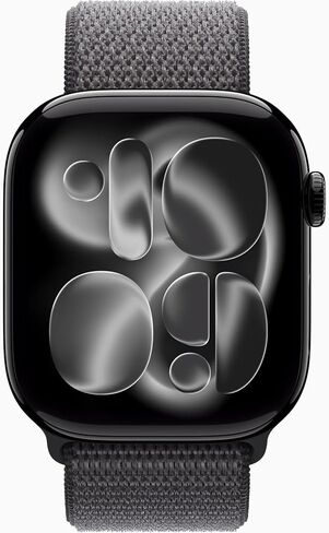 Apple Watch Series 11 [نظام تحديد المواقع + شبكة خلوية، 46 ملم] هيكل من الألومنيوم باللون الأسود الداكن مع حزام رياضي باللون الرمادي الداكن، مقاس واحد (متجدد) in Kuwait