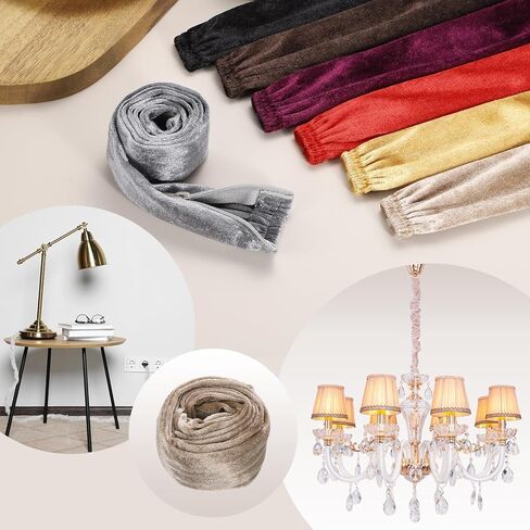 PATIKIL 4.9ft Chandelier Chain Cord Cover, 2 Pcs Velvet Cloth Fabric Chain Sleeve Decorative Cord Covers for Chandelier Wires Swing Cable, Zipper Style, Beige in Saudi Arabia