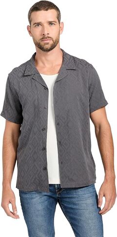 GUESS Men's Eco Short Sleeve Diamond Jacquard Shirt in Saudi Arabia