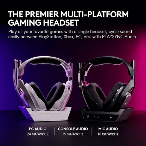 Logitech G Astro A50 Omni-Platform Wireless Gaming Headset + Base Station for PS5, Xbox, PC: PLAYSYNC Audio Switcher, <16 bit/48kHz (Console), <24 bit/48 kHz (PC), 2.4GHz & BT Black (Renewed) in Saudi Arabia
