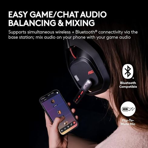 Logitech G Astro A50 Omni-Platform Wireless Gaming Headset + Base Station for PS5, Xbox, PC: PLAYSYNC Audio Switcher, <16 bit/48kHz (Console), <24 bit/48 kHz (PC), 2.4GHz & BT Black (Renewed) in Saudi Arabia