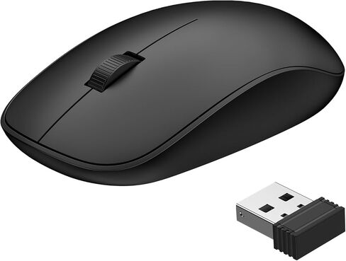 ماوس لاسلكي، ماوس كمبيوتر مريح 2.4 جيجا مع جهاز استقبال USB، ماوس USB لاسلكي بصري محمول لنظام التشغيل Windows Linux Mac OS PC كمبيوتر محمول سطح المكتب ChromeBook Office Home HP Dell Lenovo كمبيوتر محمول الفئران in Kuwait