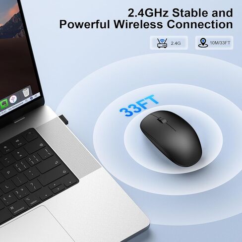 ماوس لاسلكي، ماوس كمبيوتر مريح 2.4 جيجا مع جهاز استقبال USB، ماوس USB لاسلكي بصري محمول لنظام التشغيل Windows Linux Mac OS PC كمبيوتر محمول سطح المكتب ChromeBook Office Home HP Dell Lenovo كمبيوتر محمول الفئران in Kuwait