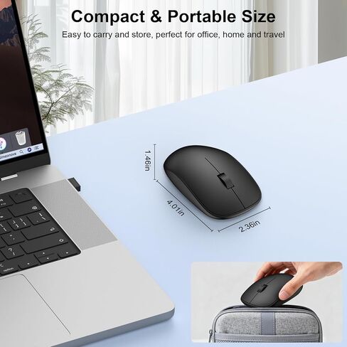 ماوس لاسلكي، ماوس كمبيوتر مريح 2.4 جيجا مع جهاز استقبال USB، ماوس USB لاسلكي بصري محمول لنظام التشغيل Windows Linux Mac OS PC كمبيوتر محمول سطح المكتب ChromeBook Office Home HP Dell Lenovo كمبيوتر محمول الفئران in Kuwait