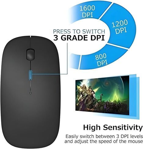 Bluetooth Mouse,Rechargeable Wireless Mouse for MacBook Pro/MacBook Air/Laptop/PC/Mac/iPad pro/Computer,Bluetooth 5.2 + 3.0 +2.4G USB Receiver in Saudi Arabia