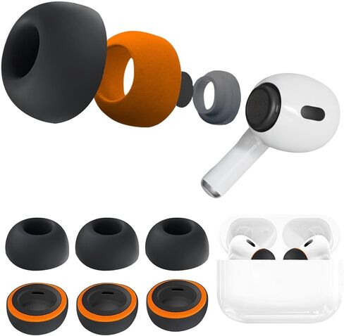أطراف أذن من الإسفنج الذكي من سلسلة Pro لأجهزة AirPods Pro 3، لتعزيز الجهير وإلغاء الضوضاء بشكل أفضل، وختم آمن، 3 أزواج من أطراف الاستبدال القابلة لإعادة الاستخدام (أسود، S/M/L) in Kuwait