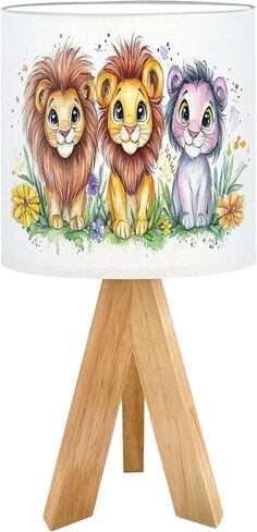 لطيف الأطفال السرير مكتب الجدول مصباح الألوان المائية الغابة الحيوان الأسد القرد الزرافة حمار وحشي الأسد شبل الأطفال منضدة مصباح، ترايبود أضواء ليلية صغيرة الكتان لغرفة الحضانة غرفة نوم ديكور النوم in Kuwait