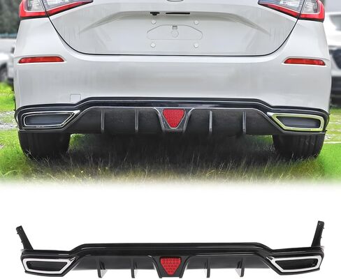 FREEMOTOR802 Rear Diffuser W/Side Aprons & LED Brake Light, Fits 2022-2024 Honda Civic Sport LX EX-L Hatchback, Matte Black PP 3PCS Rear Bumper Molding Lower Lip Splitter Spoiler Canards Guard in Saudi Arabia