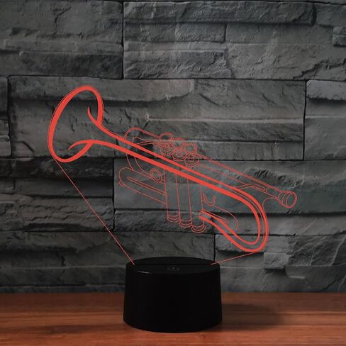 البوق 3D الوهم ليلة ضوء اللمس الجدول مصباح مكتبي مع جهاز التحكم عن بعد 16 لون بصري USB LED ضوء الليل للأطفال هدية غرفة الديكور in Saudi Arabia