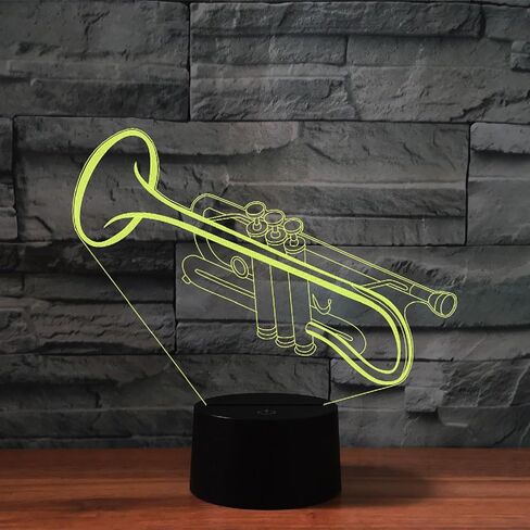 البوق 3D الوهم ليلة ضوء اللمس الجدول مصباح مكتبي مع جهاز التحكم عن بعد 16 لون بصري USB LED ضوء الليل للأطفال هدية غرفة الديكور in Saudi Arabia