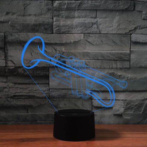 البوق 3D الوهم ليلة ضوء اللمس الجدول مصباح مكتبي مع جهاز التحكم عن بعد 16 لون بصري USB LED ضوء الليل للأطفال هدية غرفة الديكور in Saudi Arabia