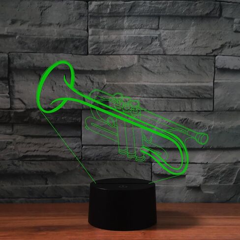البوق 3D الوهم ليلة ضوء اللمس الجدول مصباح مكتبي مع جهاز التحكم عن بعد 16 لون بصري USB LED ضوء الليل للأطفال هدية غرفة الديكور in Saudi Arabia