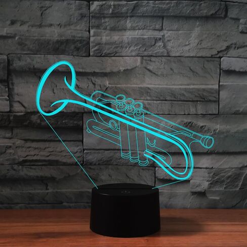 البوق 3D الوهم ليلة ضوء اللمس الجدول مصباح مكتبي مع جهاز التحكم عن بعد 16 لون بصري USB LED ضوء الليل للأطفال هدية غرفة الديكور in Saudi Arabia