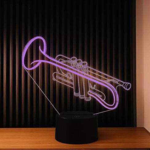 البوق 3D الوهم ليلة ضوء اللمس الجدول مصباح مكتبي مع جهاز التحكم عن بعد 16 لون بصري USB LED ضوء الليل للأطفال هدية غرفة الديكور in Saudi Arabia