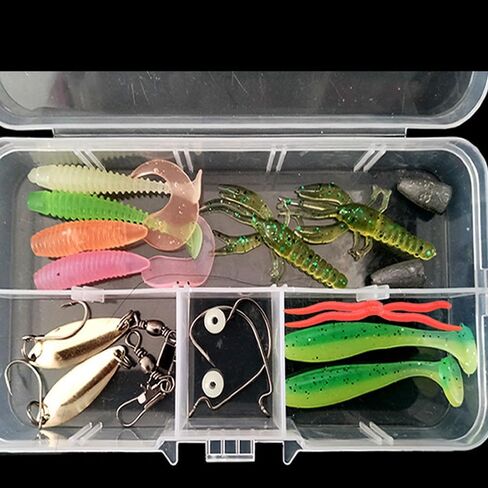 23 Pack Fishing Lures Kit for Freshwater Bait Tackle Kit for Soft Frog Earthworm Fishing Accessories Tackle Box Including Hook Lures Soft Plastic Worms in Saudi Arabia