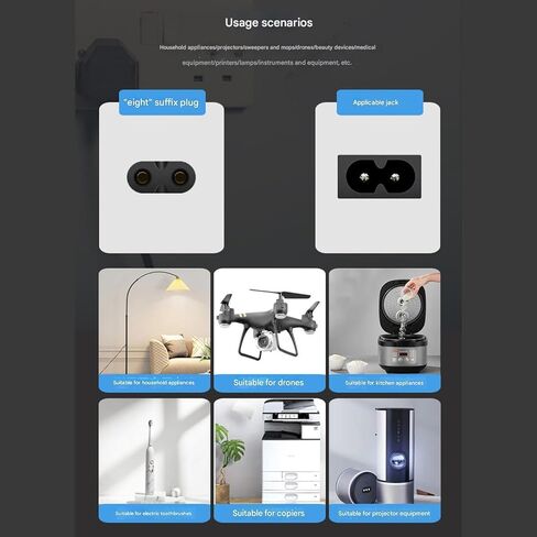 كابل سلك طاقة لطابعة Canon بطول 10 أقدام لطابعات سلسلة Canon PIXMA MG/MP/MX/IP، كابل طاقة ذو شقين لـ HP وLexmark وDell وBrother وEpson والعديد من كابلات استبدال النماذج الأخرى المختلفة in Kuwait