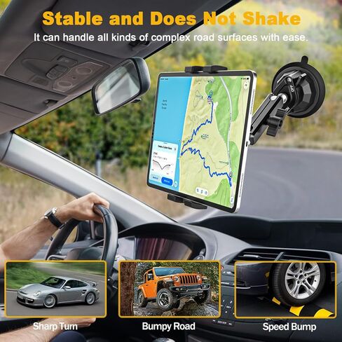 Ultra-Durable Car Tablet Mount with Powerful Suction, Dashboard Windshield Window Truck Car Holder Metal Stand Compatible with iPad Pro Air Mini, Galaxy Tab Z Fold, Fire, iPhone, 4-13" Device in Kuwait