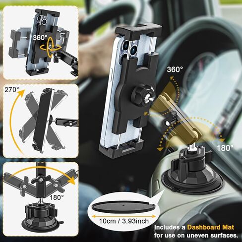 Ultra-Durable Car Tablet Mount with Powerful Suction, Dashboard Windshield Window Truck Car Holder Metal Stand Compatible with iPad Pro Air Mini, Galaxy Tab Z Fold, Fire, iPhone, 4-13" Device in Kuwait