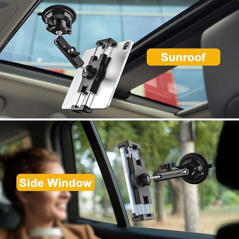 Ultra-Durable Car Tablet Mount with Powerful Suction, Dashboard Windshield Window Truck Car Holder Metal Stand Compatible with iPad Pro Air Mini, Galaxy Tab Z Fold, Fire, iPhone, 4-13" Device in Kuwait