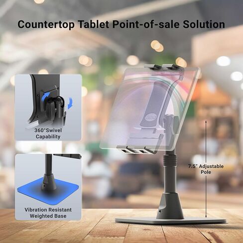 ARKON Mounts Slim-Grip Ultra Pro POS Tablet Stand | Heavy-Duty Countertop Tablet Holder with Weighted Base & Clamp | Adjustable, Stable Retail & Restaurant Setup for iPad, Samsung, Surface & More in Saudi Arabia